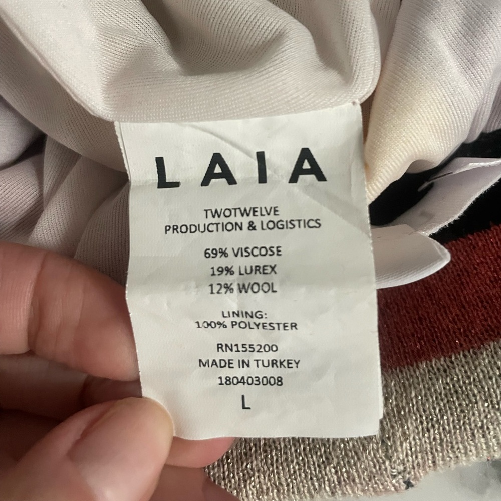 Anthropologie LAIA Shimmer Knit Midi Striped Skirt - Picture 7 of 7